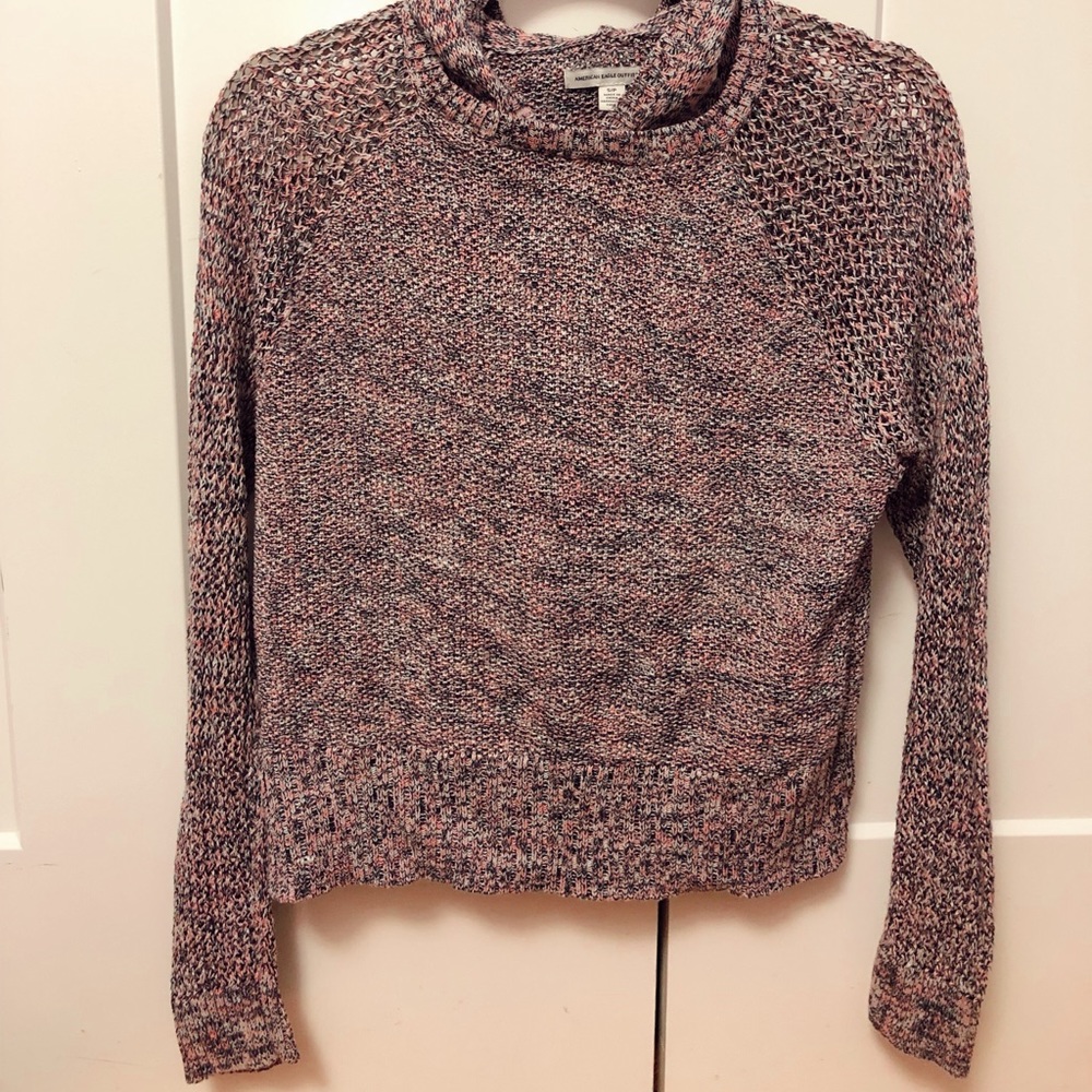 Pink/blue/white hooded sweater from American Eagle